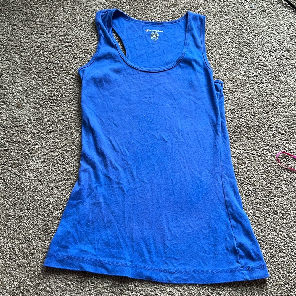 Blue slightly worn champion tank top size small